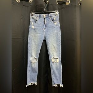 Abercrombie & fitch jeans supper skinny ankle mid wise distressed size 26/2